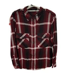 Sanctuary Revolve Plaid Flannel Boyfriend button down‎ long sleeve shirt grunge